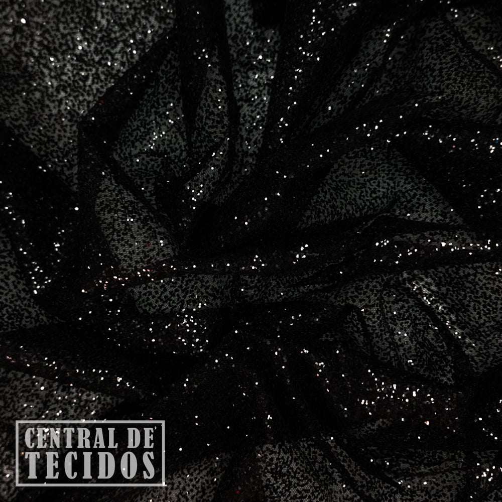 CENTRAL DE TECIDOS Tule Super Glitter Preto