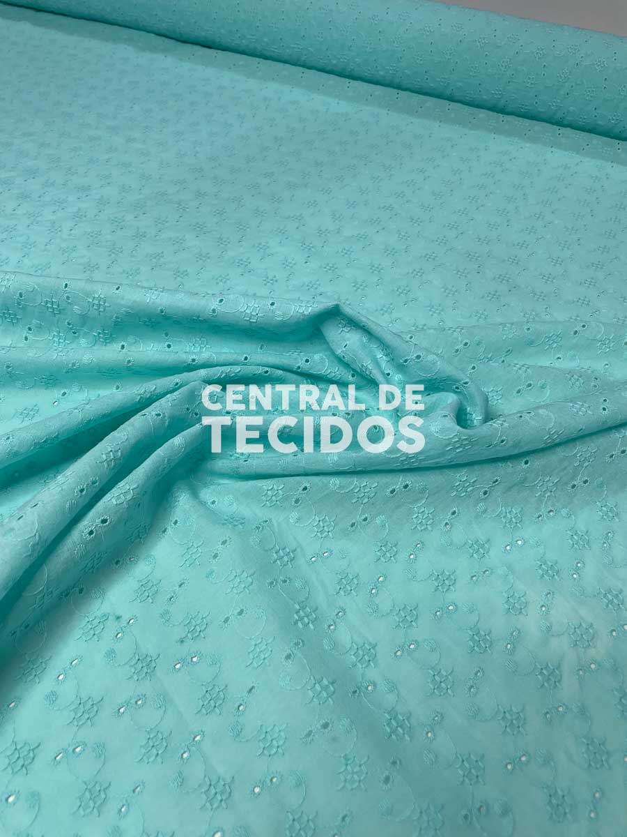 Laise Bordado Algodão Romantic Verde áGua