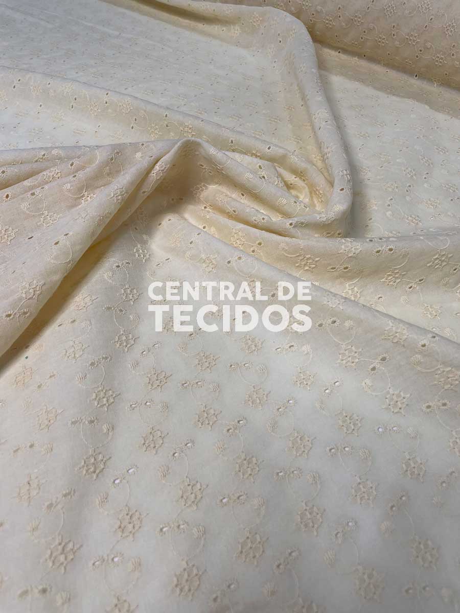 Laise Bordado Algodão Romantic Manteiga