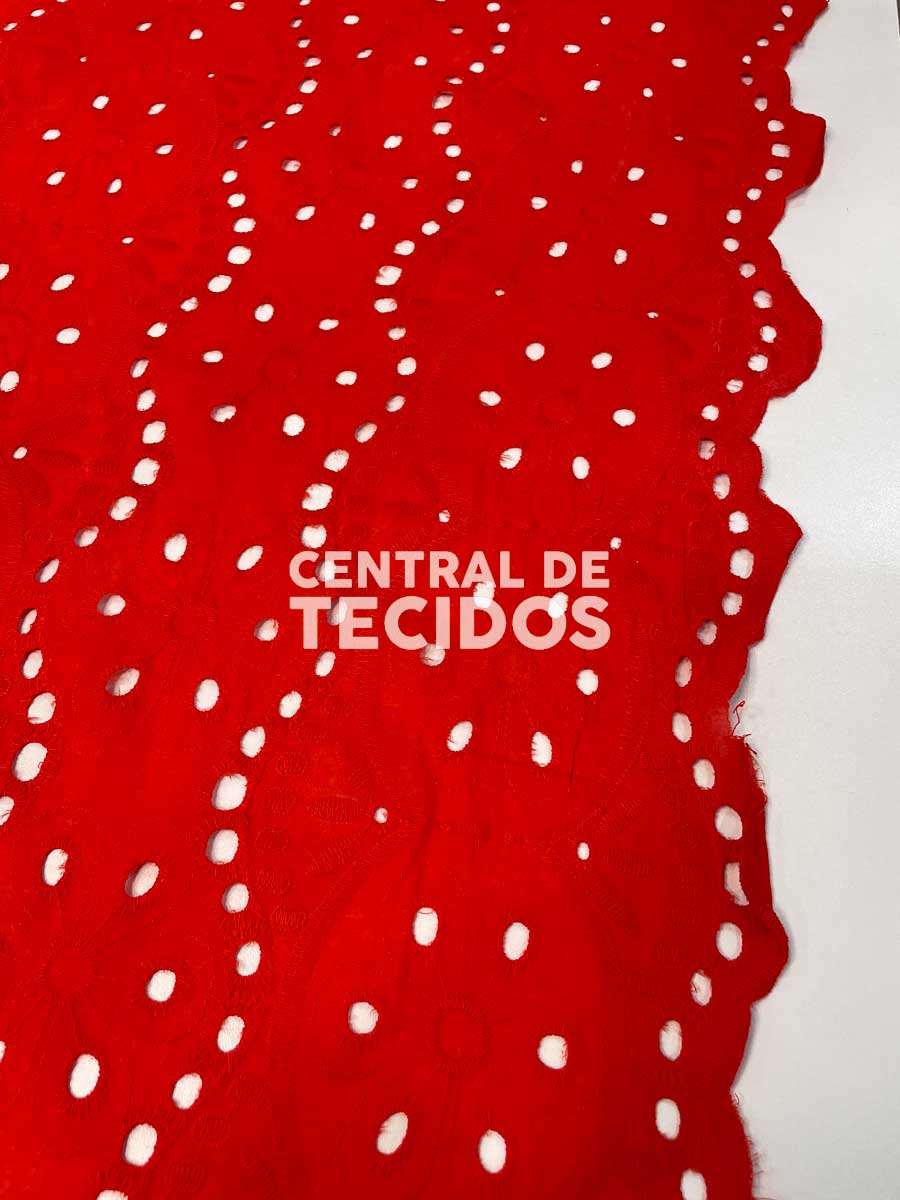 Laise Bordado Algodão Romantic Vermelho