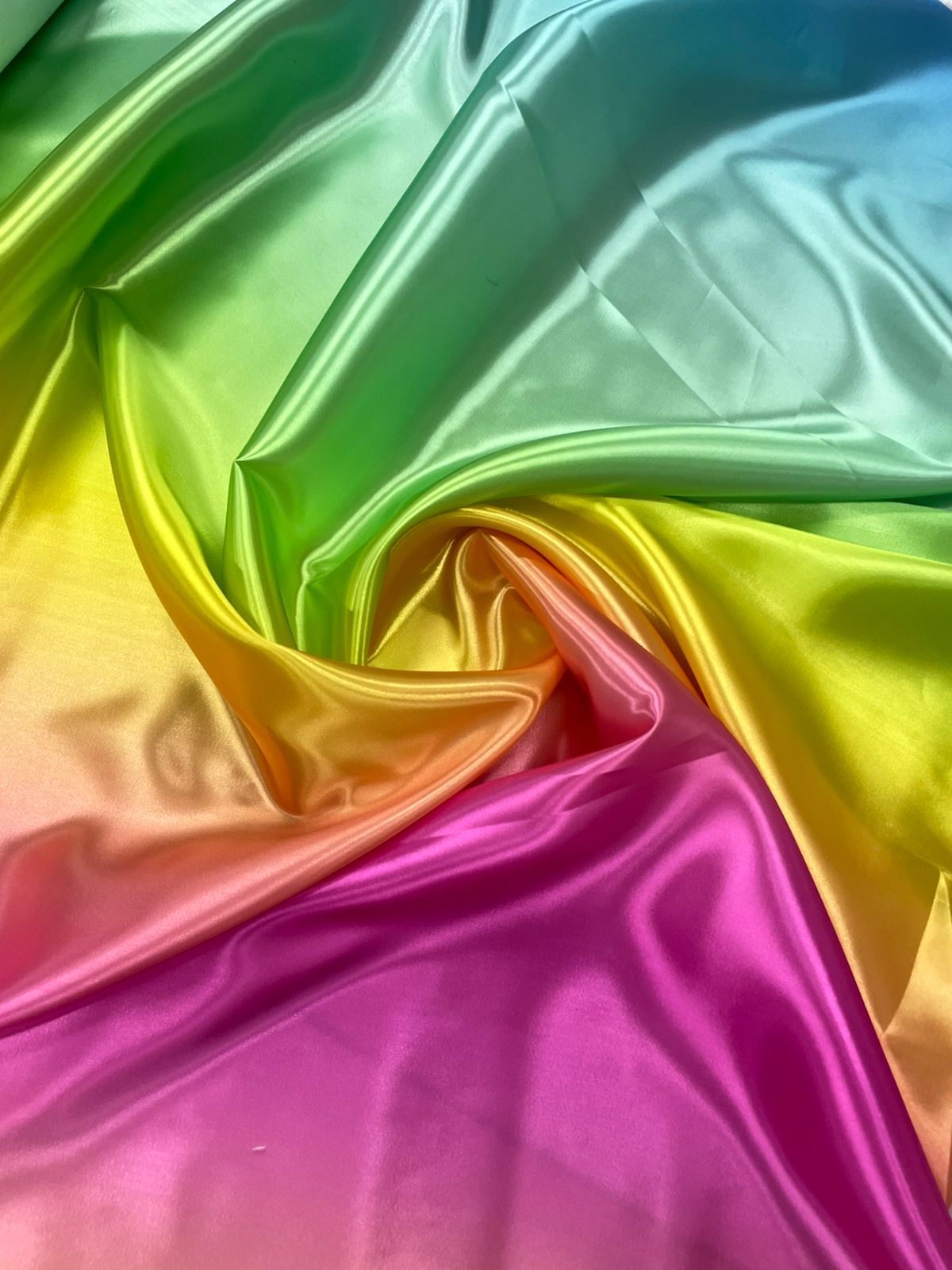 Cetim Estampado Digital Multicolor Degradê
