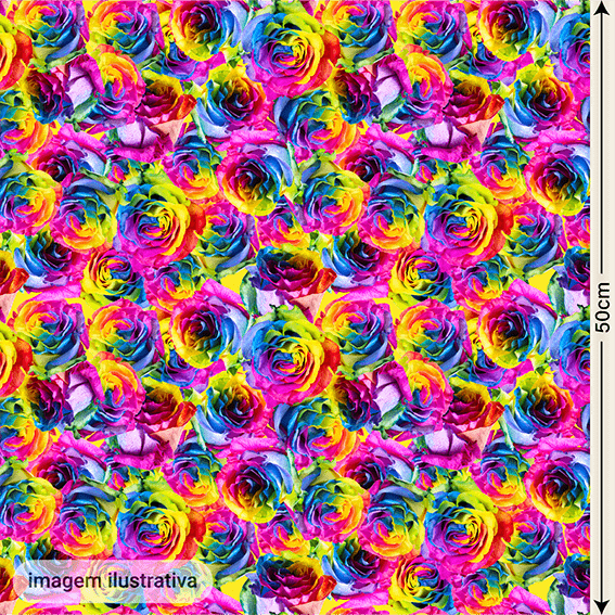 Cetim  Digital  | Floral 001 Rosas Super Color