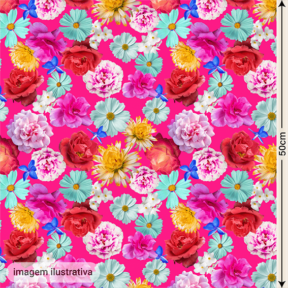 Cetim  Digital  | Floral 004 Pink Color