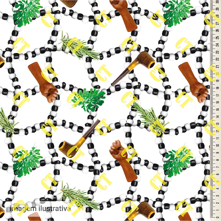 Oxford Estampado Digital Pretos Velhos Figas Contas