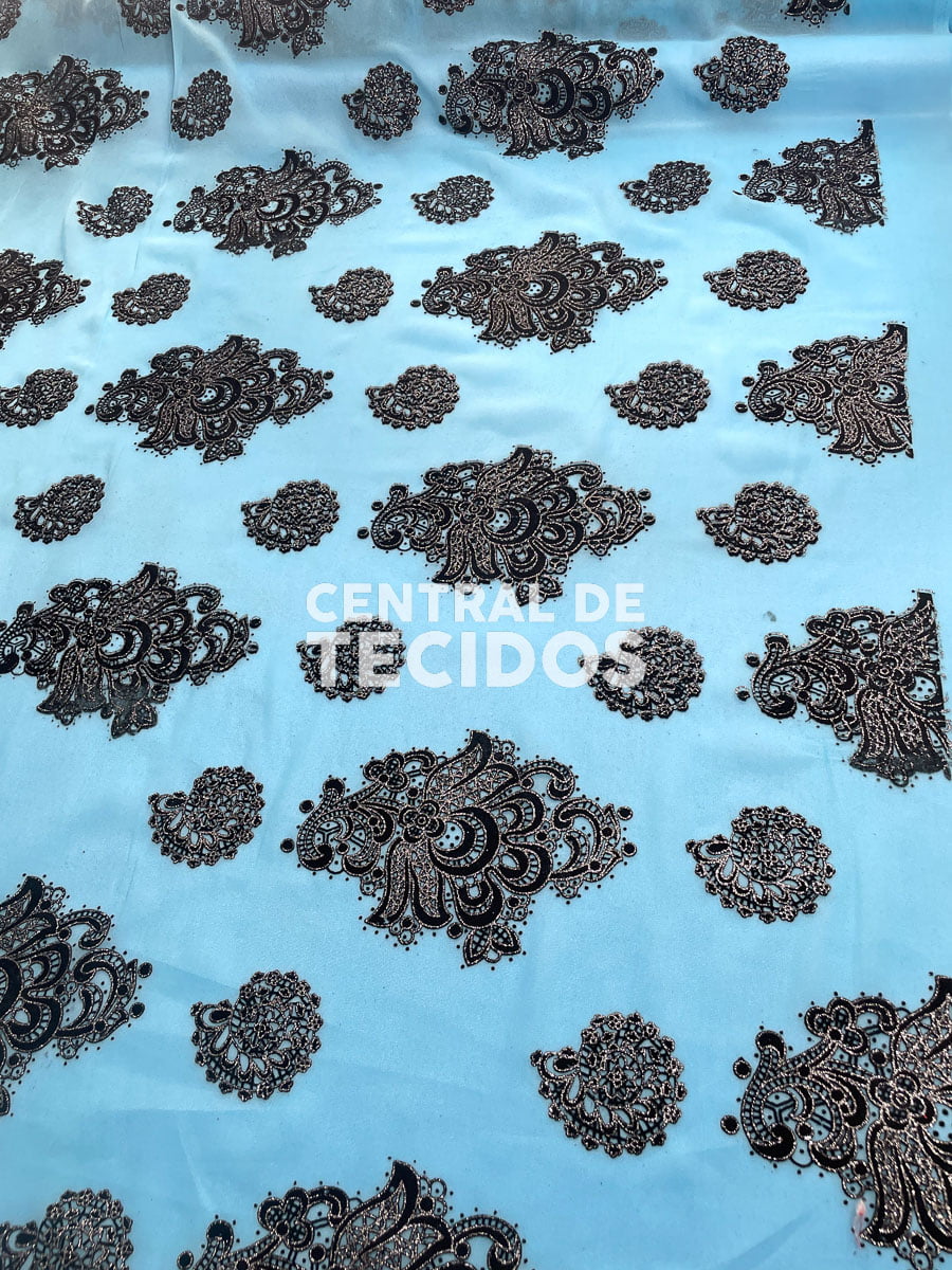 Chiffon Bordado Indiano Sari Turquesa