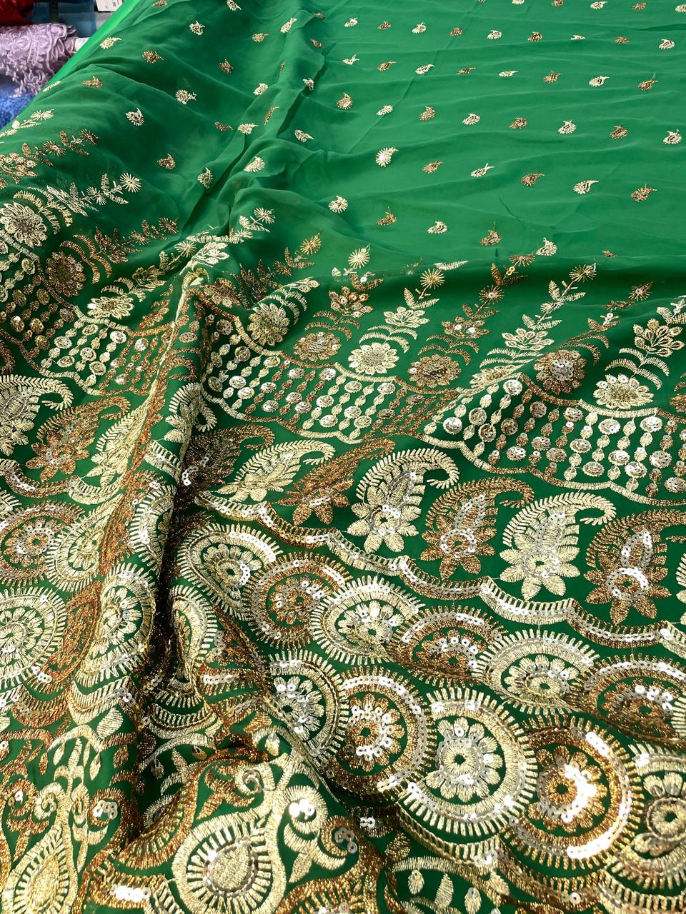 Chiffon Bordado Indiano Verde 25