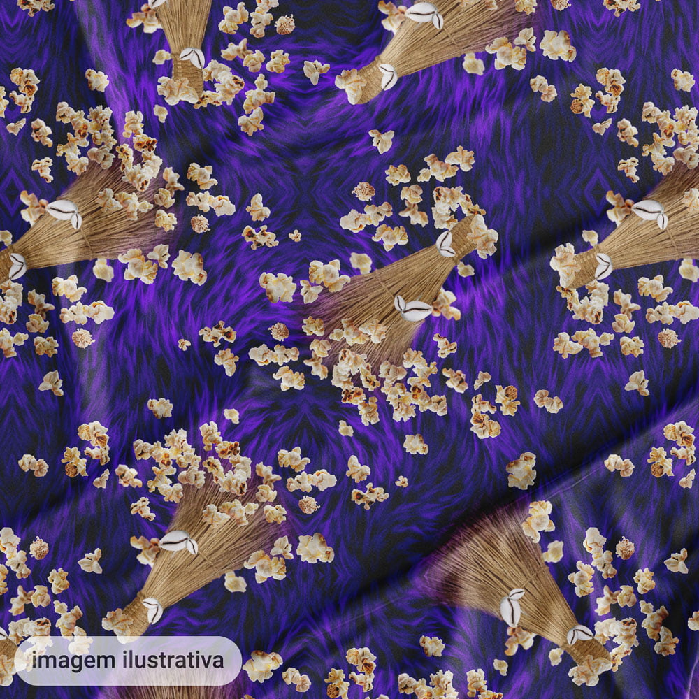 Oxford Estampado Xapanã Pipocas Roxo