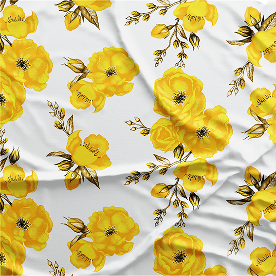 Oxford Digital | Floral Amarelo fundo branco