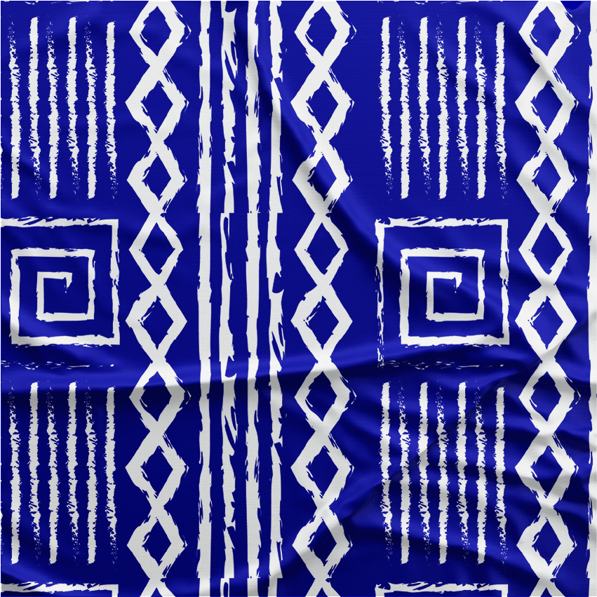 Oxford Digital | Tribal Étnico Azul royal e branco