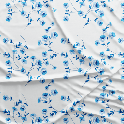 Oxford Digital | Mini Floral Azul fundo branco