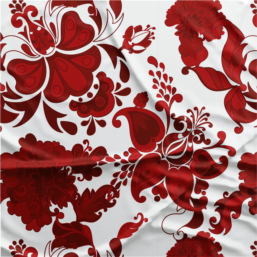 Oxford Digital | Folk Paisley Vermelho fundo branco