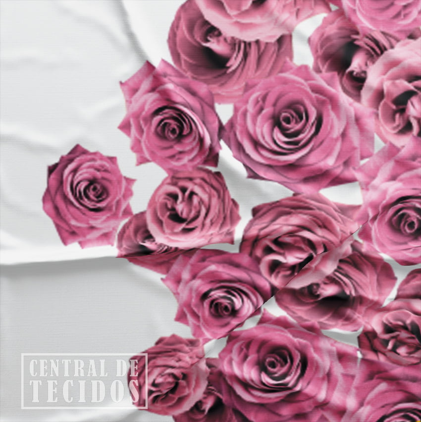 Oxford Digital | Barrado Floral Rosa