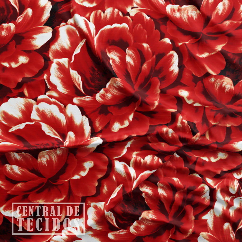 Oxford Digital | Mar de Flores Vermelho Escuro