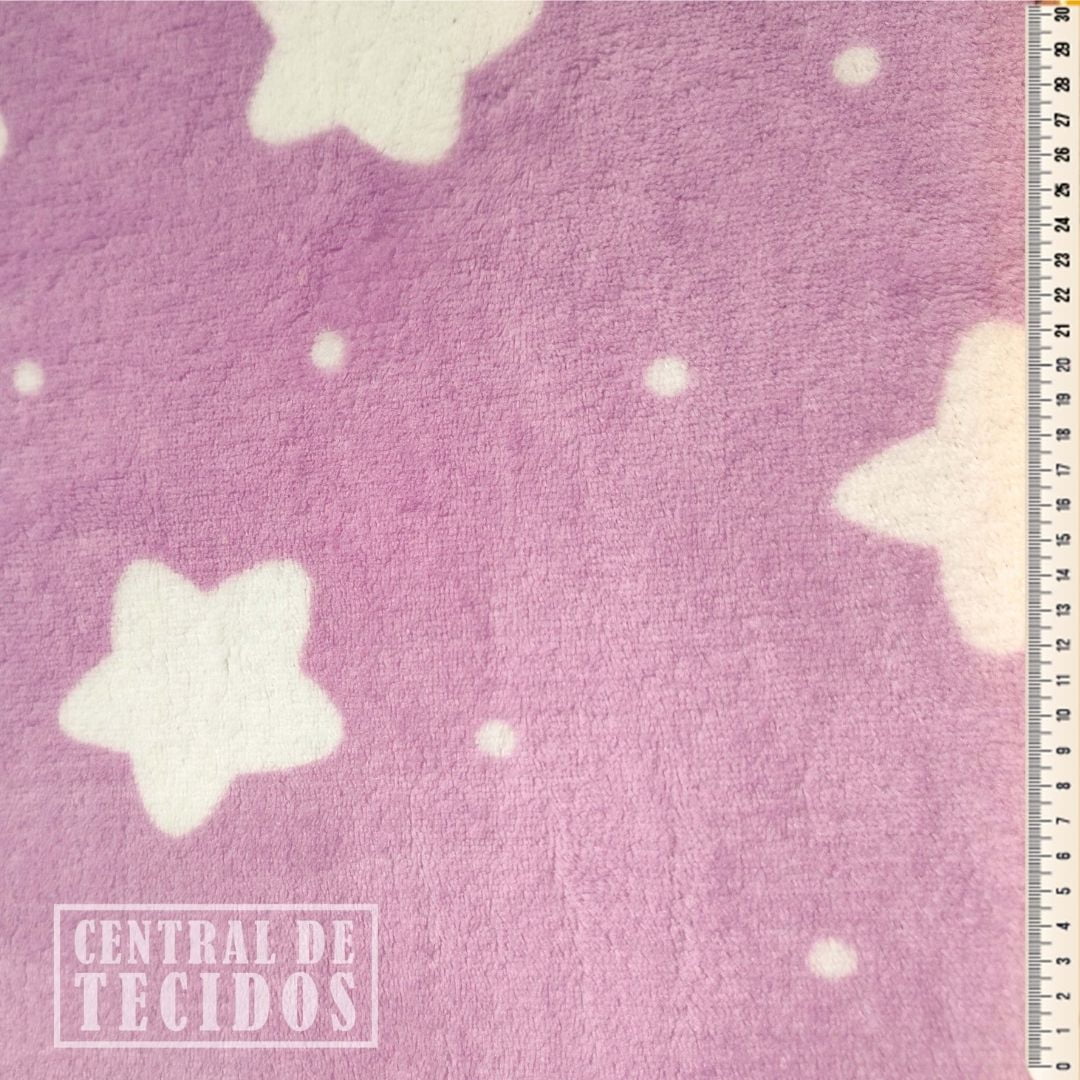 Ultra Soft Fleece Fundo Creme Estrelas - SóTecidos - Todo site em