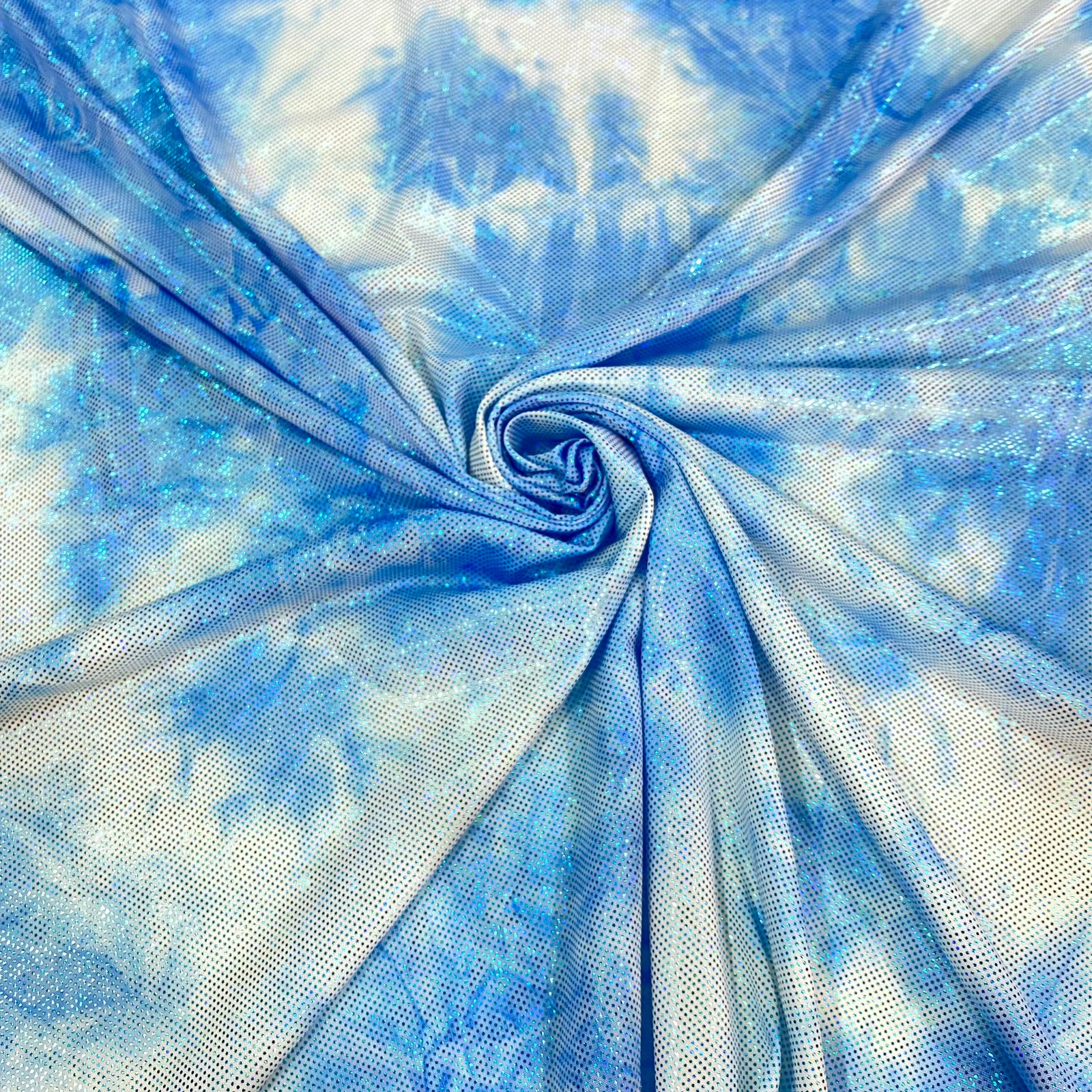 Malha Liganete Tie Dye Foil | Azul