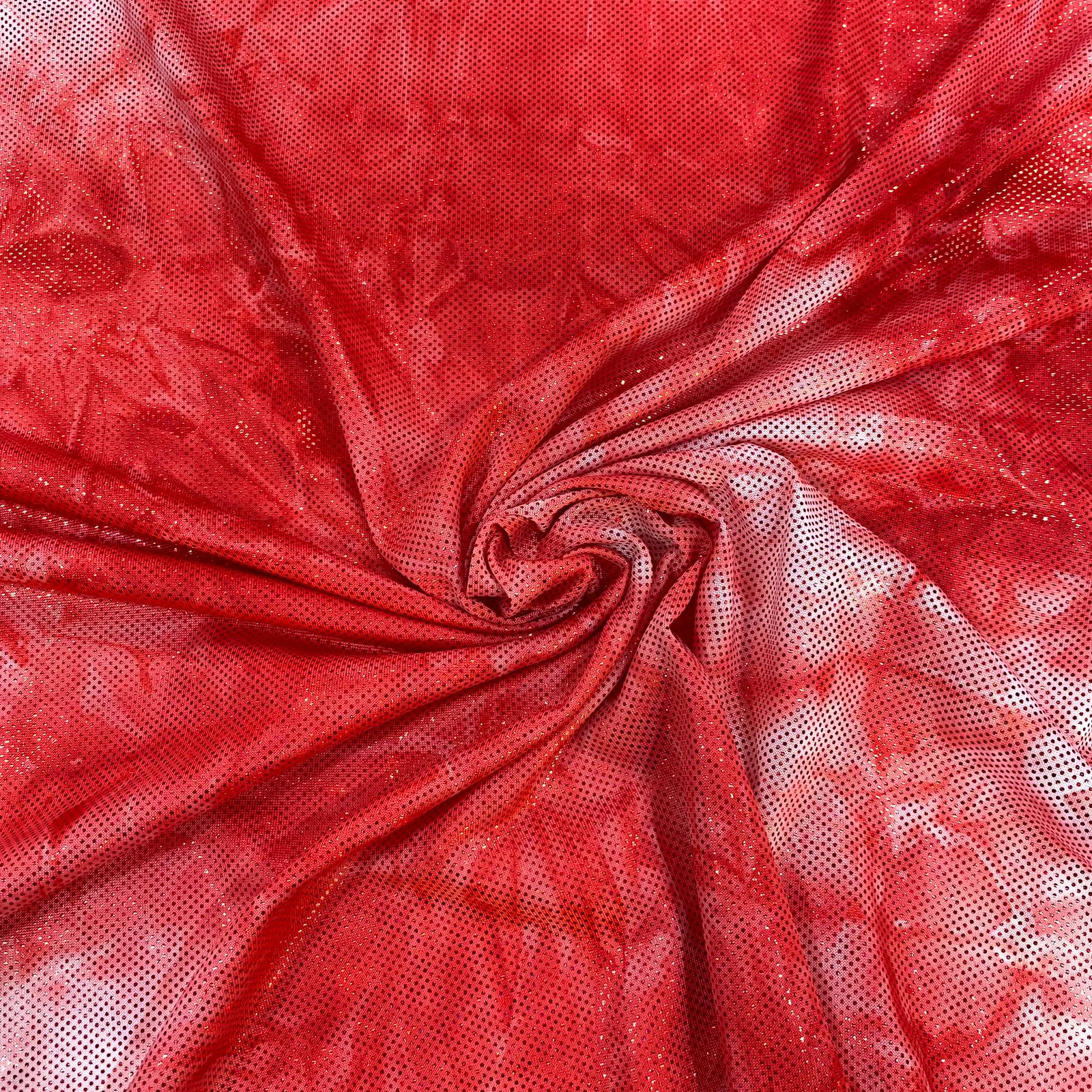 Malha Liganete Tie Dye Foil | Vermelho