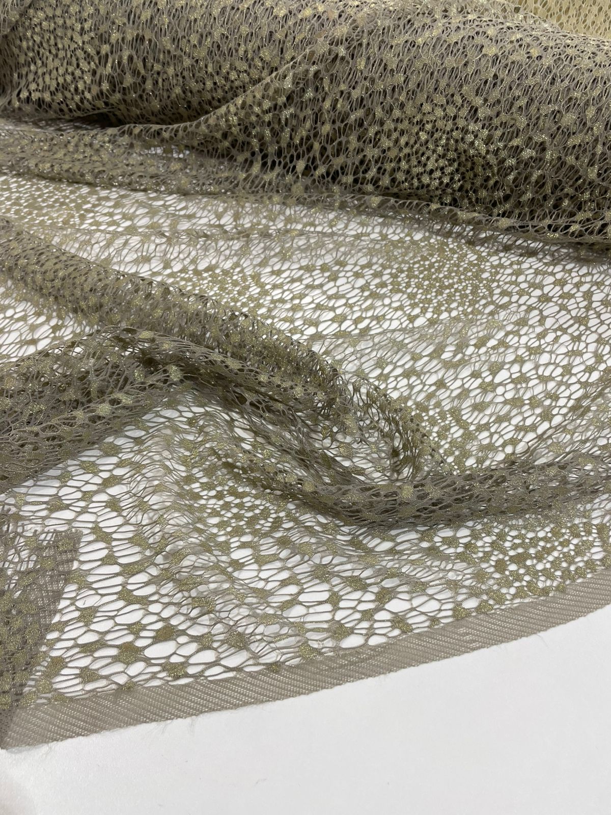 Renda Tela Lurex Verde Oliva