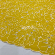 Broderi Laise Bordado Folhas Amarelo