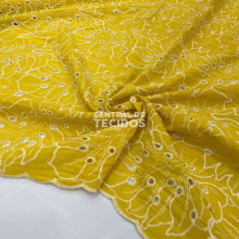 Broderi Laise Bordado Folhas Amarelo