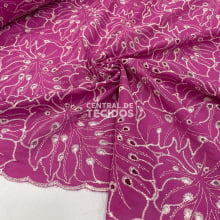 Broderi Laise Bordado Folhas Pink