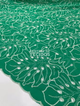 Broderi Laise Bordado Folhas Verde