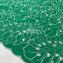 Broderi Laise Bordado Folhas Verde