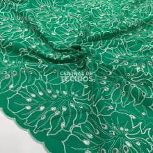 Broderi Laise Bordado Folhas Verde