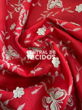 Laise Bordado Algodão Borboleta 3D Vermelho e Dourado