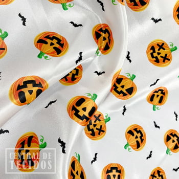 Cetim Estampado Digital | Halloween Abóboras