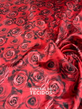 Cetim Estampado Digital Muitas Rosas Vermelhas