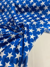 Cetim Estampado Estrela Branca Fundo Azul 