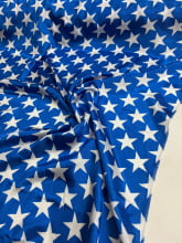 Cetim Estampado Estrela Branca Fundo Azul 