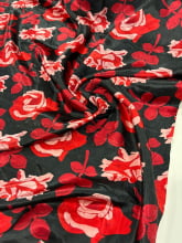 Cetim Estampado Flores Vermelhas fundo Preto 02