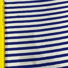 Cetim Estampado Listrado Azul e Branco
