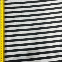 Cetim Estampado Listrado Branco e Preto