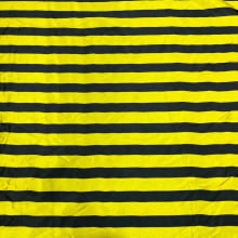Cetim Estampado  Listrado Preto e Amarelo