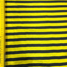 Cetim Estampado  Listrado Preto e Amarelo