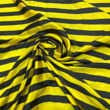 Cetim Estampado  Listrado Preto e Amarelo