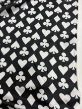 Cetim Estampado Naipes Brancos Fundo Preto