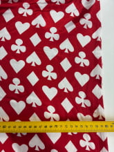 Cetim Estampado Naipes Brancos Fundo Vermelho