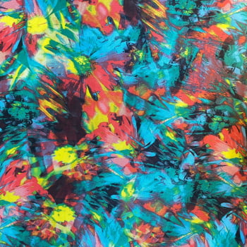Cetim Estampado Toque de Seda | Abstrato Cores Vibrantes 
