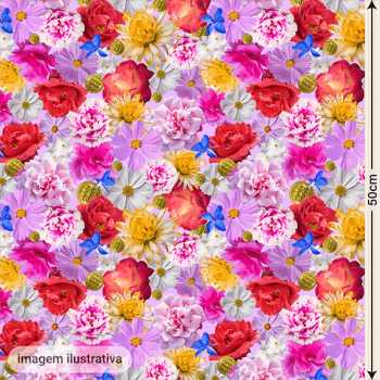 Cetim Digital  | Floral 006 Rosa
