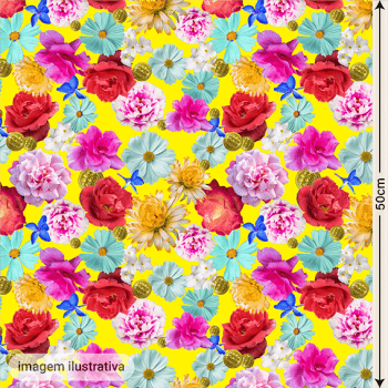 Cetim Digital  | Floral 007 Multicolor