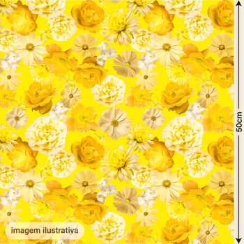 Cetim  Digital  | Floral 010 Amarelo