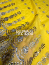 Chiffon Bordado Indiano Amarelo 1