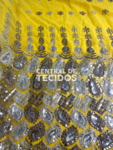 Chiffon Bordado Indiano Amarelo 1