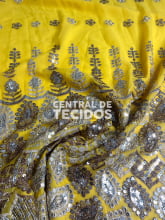 Chiffon Bordado Indiano Amarelo 1