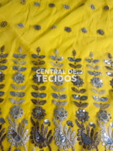 Chiffon Bordado Indiano Amarelo 2