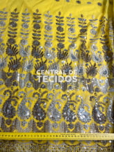 Chiffon Bordado Indiano Amarelo 2