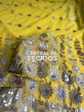 Chiffon Bordado Indiano Amarelo 2